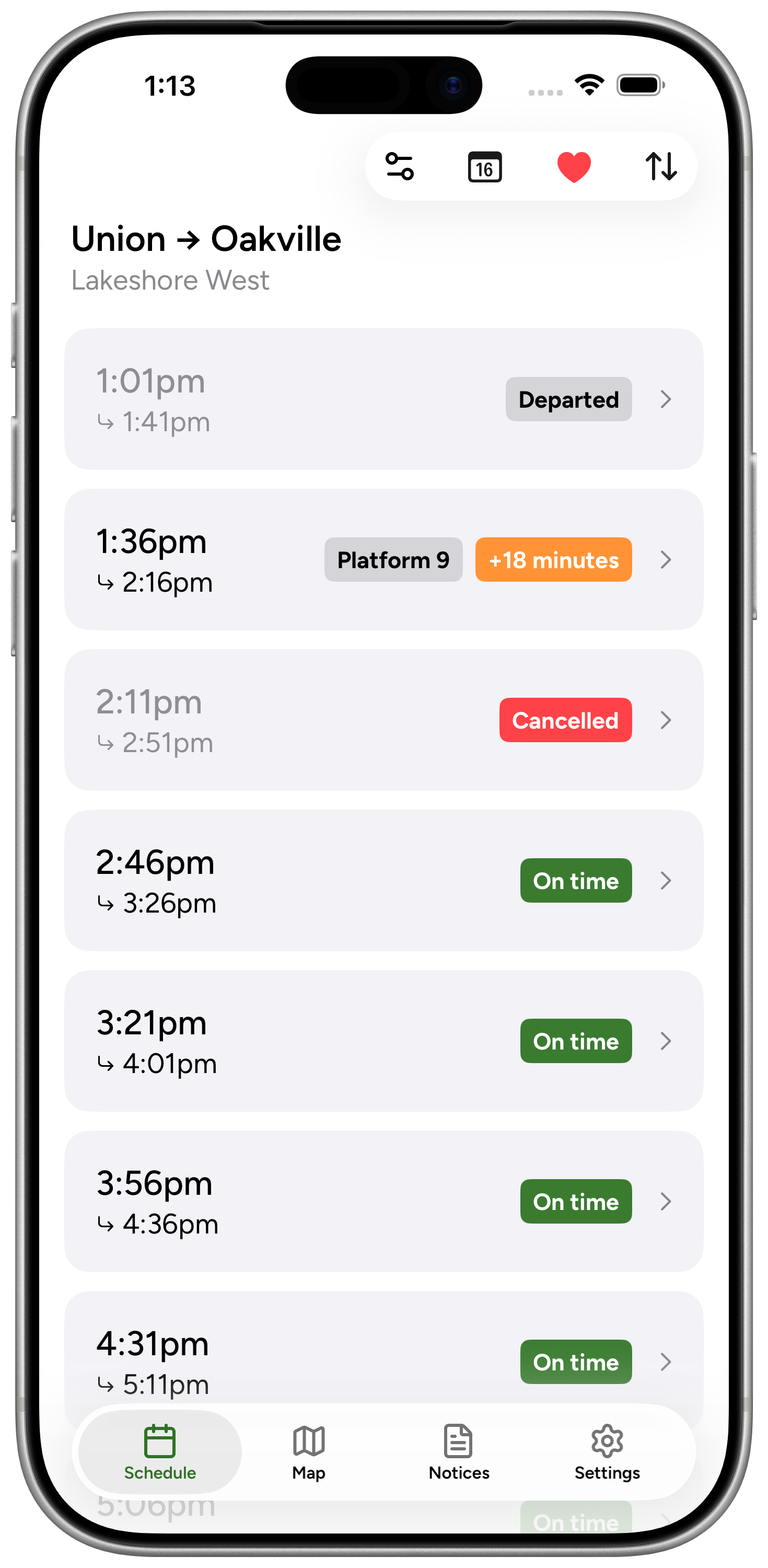 GoTrack App Interface